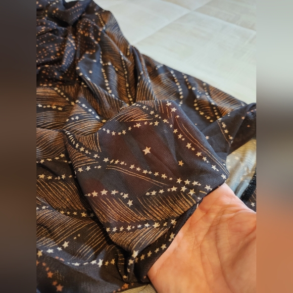 Farm Rio Black Golden Foliage Tulle Midi Dress - Picture 3 of 15